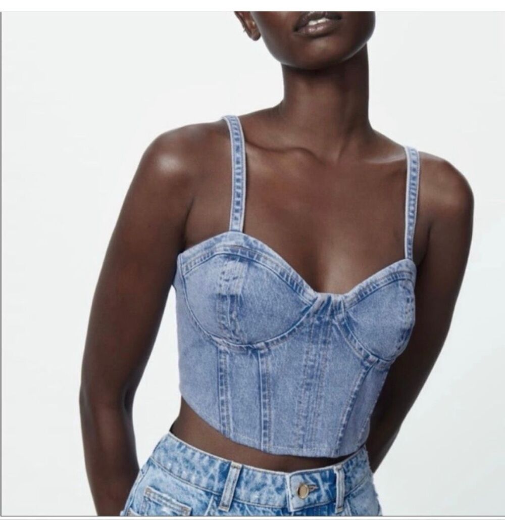Zara denim corset top size xs